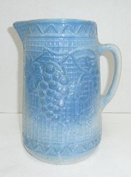 Antique Stoneware Blue Glazed Pitcher