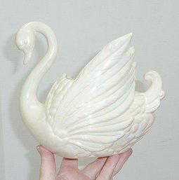 Pottery Iridescent Swan Planter
