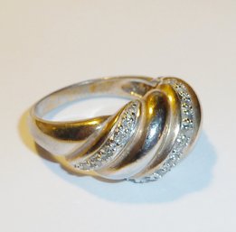 Shrimp Swirl Diamond Ring Mkd 925, SIZE 8