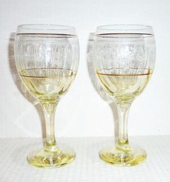 Italian Etched Crystal Goblets PAIR
