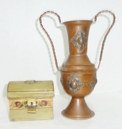 Toleware Trunk, Copper Vase LOT
