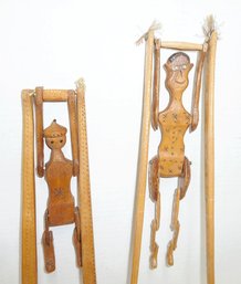 Hand Carved Trapeze Toys PAIR