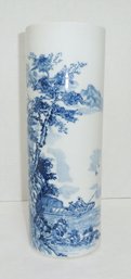 Tall Blue White Asian SIGNED Vase
