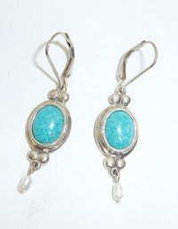Larimar Stone Earrings Mkd 925