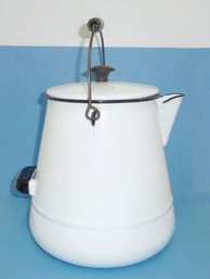 Large White Enamelware Coffee Pot