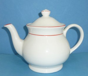 Sadler White Teapot Red Trim