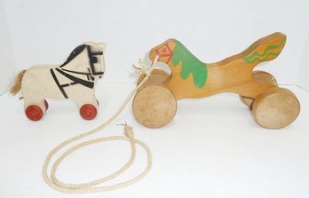 Vintage Wooden Pull Toys PAIR