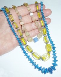 Vintage Bead Necklaces, 1 Cubed Yellow