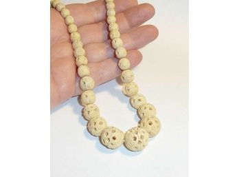 Vintage Carved Bone Bead Necklace