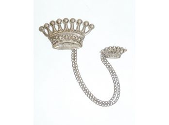 Signed LANG Sterling Crown Pin
