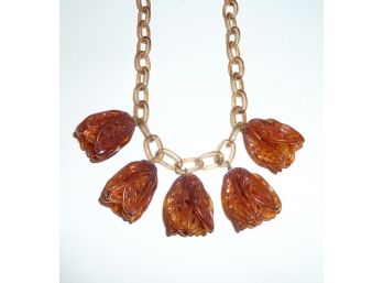 Vintage Amber Celluloid Necklace