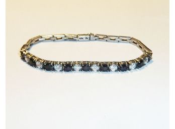 Onyx & Clear Stone Tennis Bracelet 925