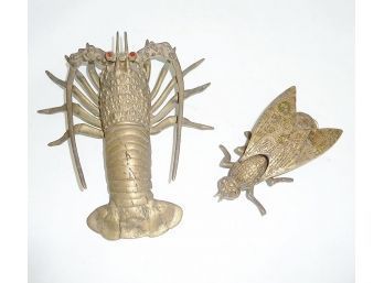 Brass Lobster & Fly Box