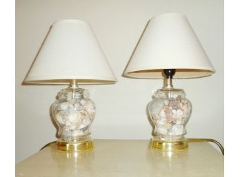 Glass Seashell Lamps PAIR