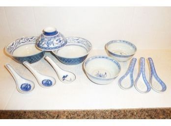 Oriental LOT Blue White Dishes