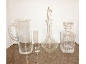 Clear Vintage Decanters LOT