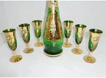 Bohemian Emerald Decanter Set