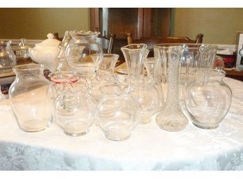 Clear Glass Vases, Vessel LOT