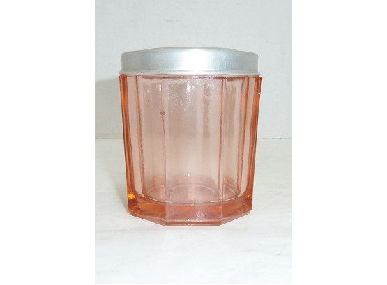 Vintage Pink Glass Dresser Jar