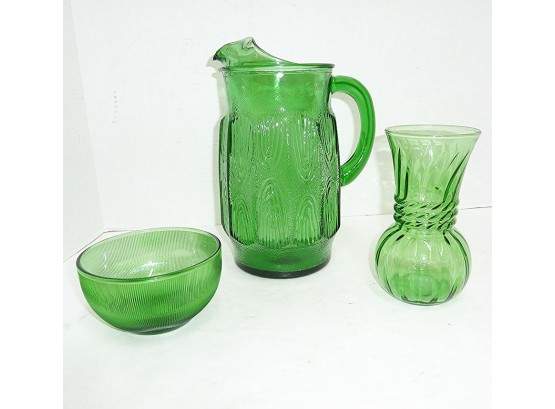 Vintage Green Glass LOT