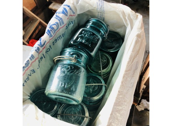 Blue Ball Mason Jars - Set Of 10 - Two Antique