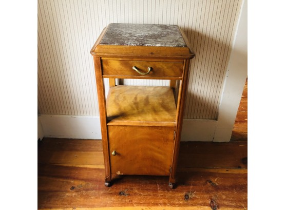 Marble Top Table With Cabinet On Caster Wheels
