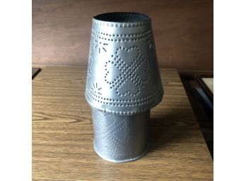 Punched Tin Candle Holder With Shade