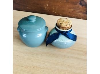 Pair Of Miniature Ceramic Jars
