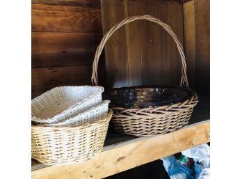 Assortment Of Baskets Including Large Basket With Liner
