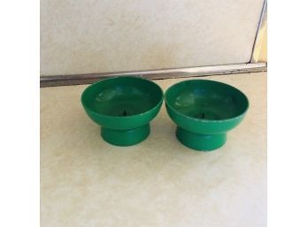 Tiny Vintage Green Candle Holders