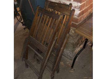 Set Of Three Vintage Wooden Folding Chairs