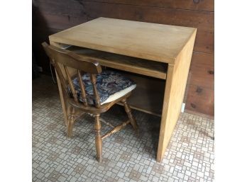 Desk With Pullout Keyboard Tray And Chair