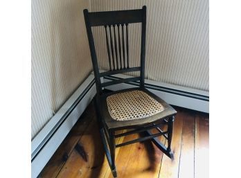 Vintage Rocking Chair With Cane Seat