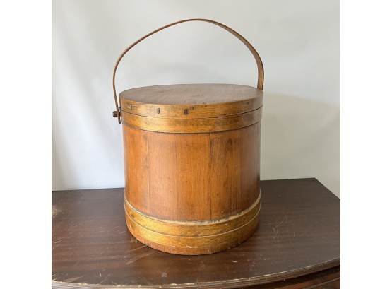 Old New England Pine Firkin With Lid