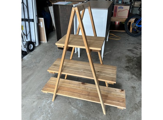 Wood A-Frame Three Tier Plant Stand