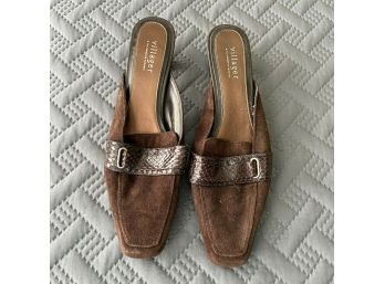 Villager By Liz Claiborne Women's Low Heel Brown Leather Mule Shoes Size 9.5