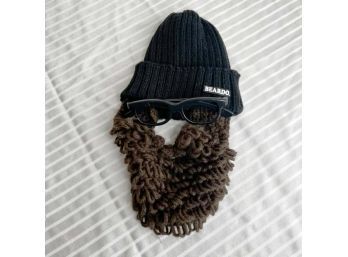 Beardo Knit Hat With Attached Beard And Plastic Eyeglasses