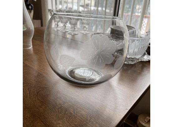 Etched Glass Bowl (Living Room)