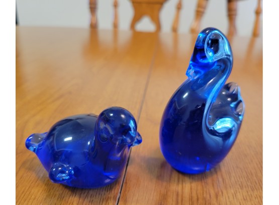 Set Of 2 Cobalt Blue Glass Figurines (Kitchen)