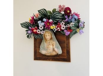 Religious Wall Art With Faux Florals (Bedroom)