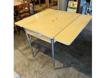 Vintage Metal Table With Drop Leaf Sides (Basement)