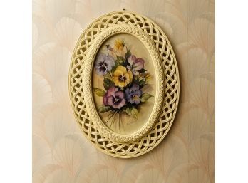 Floral Print In An Oval Frame (Bathroom)