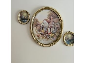 Trio Of Oval Framed Prints (Upstairs)
