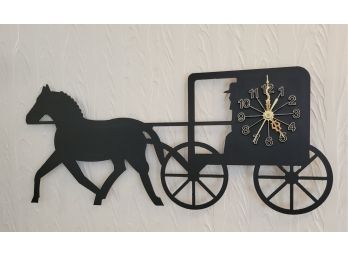 Horse And Buggy Clock Silouette - As Is (Living Room)
