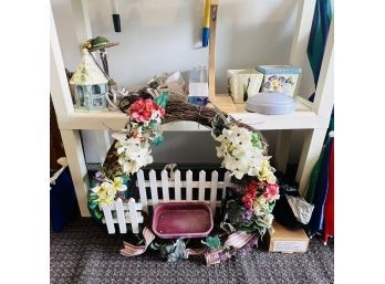 Shelf Lot: Wreath And Other Assorted Decorative Items (Garage)