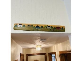Painted Decorative Board With Village Scene (Kitchen)