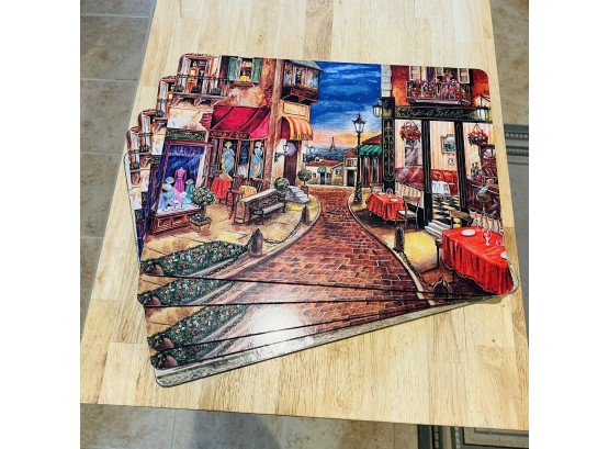 Set Of Placemats With Brick Road And Shops (Kitchen)
