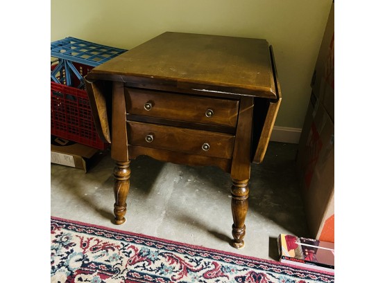 Solid Wood Drop Leave Table With Drawers No. 2 (Basement)
