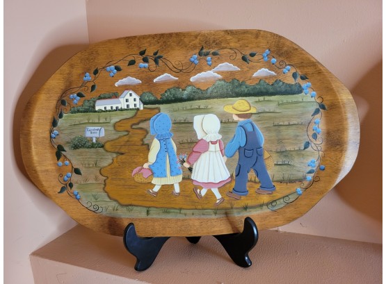 Hand Painted Wooden Tray On Stand (Upstairs)
