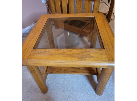 Wooden End Table Glass Top No. 1 (Upstairs)